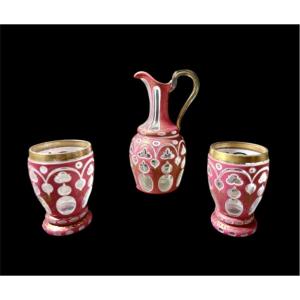  19th-century Bohemian Teapot And Matching Cups 