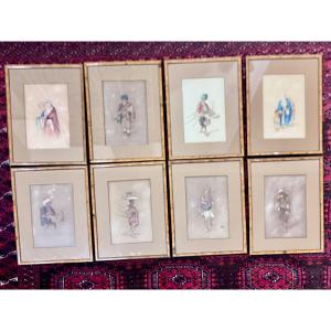 Seven Watercolors, With Gouache Highlights Over Pencil Drawings (ottoman Empire) Circa 1850-90