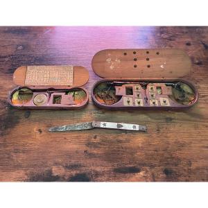 18th–19th-century Gold-changing Scale Set With An 18th-century Folding Knife
