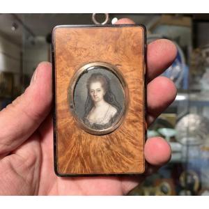 Miniature Portrait Of Woman Louis XV Period Gold Strapping