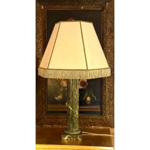 Neoclassical Fluted Wooden Floor Lamp With Marble-effect Finish / E
