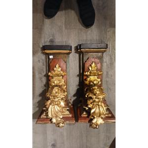Gilded Wood Wall Sconces