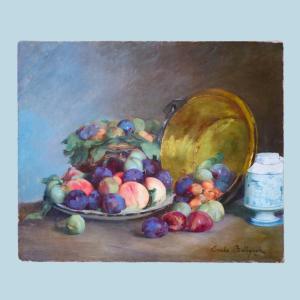 Still Life With Fruits, Signed Emile Bellynck, Dated 1894