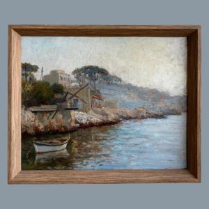 Mediterranean Landscape With A Knife, Oil On Wood