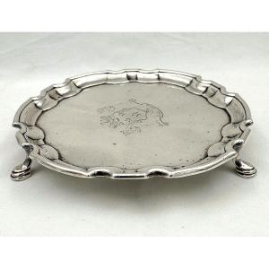 Early 18th Century Antique George II Silver Salver London 1732 By Simon Pantin II ( Huguenot )
