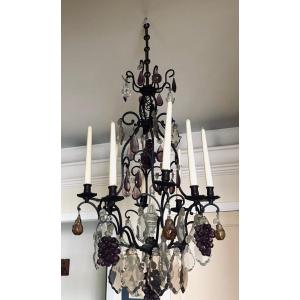 Antique 19th Century Crystal Chandelier With 8 Lights