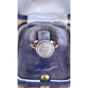 Art Deco 18ct Gold And Diamond Target Ring 
