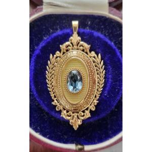 Aquamarine Pendant In 18ct Gold Napoleon 111