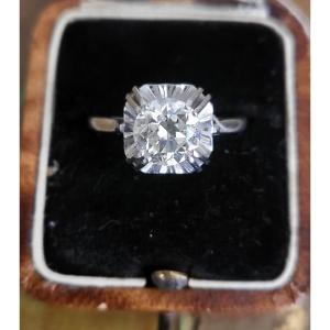 Old European Cut Diamond (oec) Ring In Platinum - Art Deco 