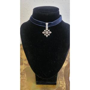 Georgian Pendant In Foiled Silver Set With Rose Cut Diamonds 