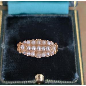 Louis-phillipe 18ct Gold Ring Set With Small Fine Seed Pearls