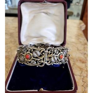Art Nouveau Vermeil And Coral Bracelet 