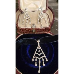 Earrings And Pendant In 18ct White Gold Set With 0.87ct Of Diamonds 