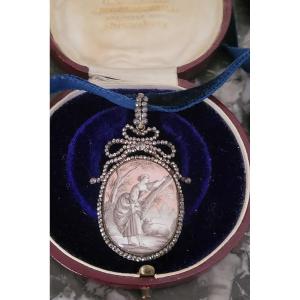 Louis-philippe Cut Steel Pendant With Enamel 