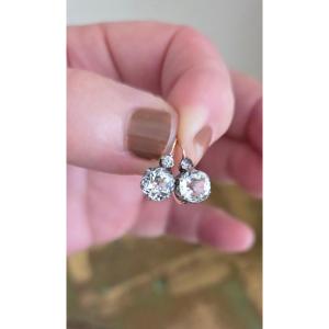Pair Of 18ct Gold Crystal Dormeuse Earrings