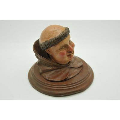 Monk Inkwell Bronze Polychrome Late Nineteenth