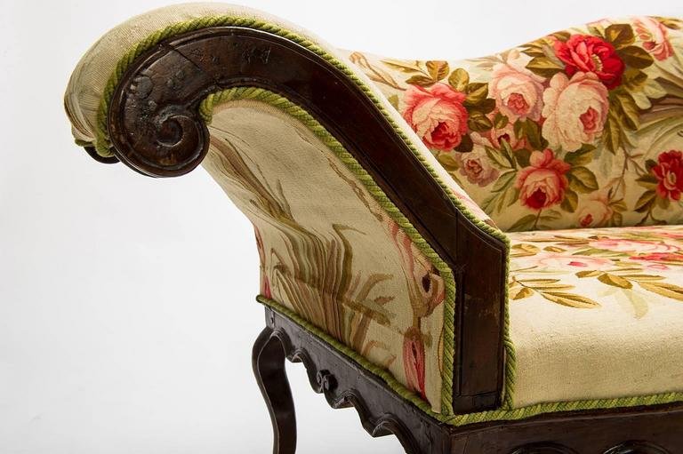Antico divano Luigi XV, rivestito con un autentico Aubusson d'epoca-photo-3