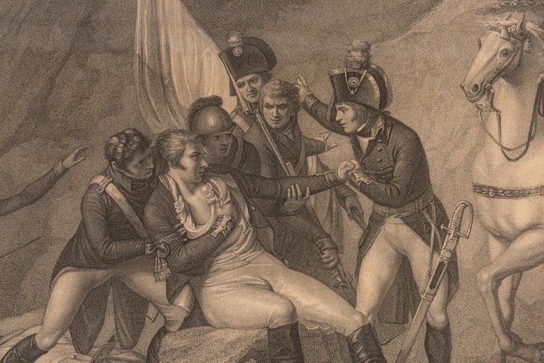 Antica stampa incorniciata della battaglia di Marengo.-photo-2