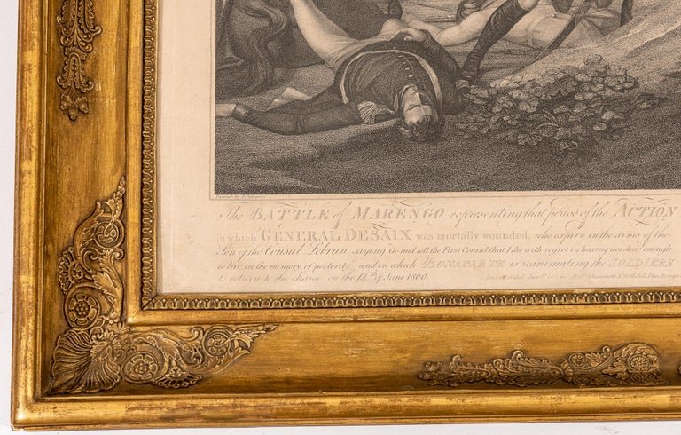 Antica stampa incorniciata della battaglia di Marengo.-photo-1