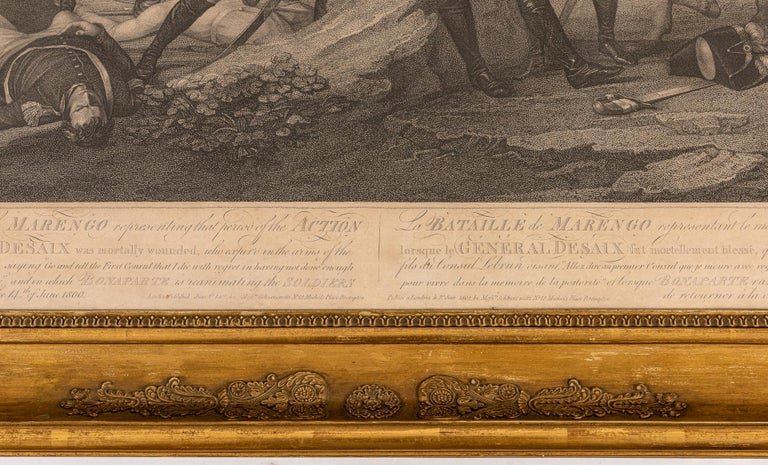 Antica stampa incorniciata della battaglia di Marengo.-photo-2