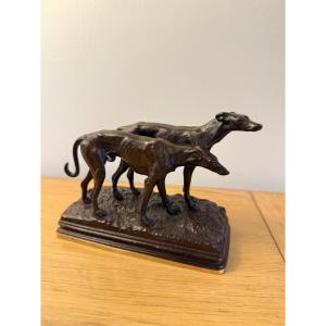 Alfred Dubucand - Group Of Two Greyhounds