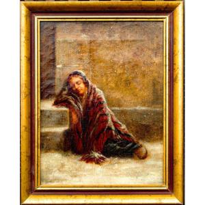 Table XIX Character Oil On Canvas Signed