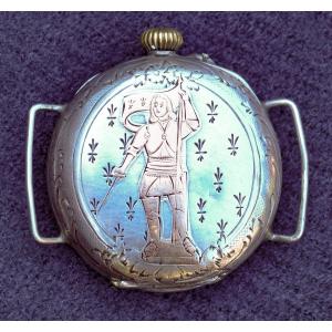 Gosset 18-karat Gold And Silver XVIII Watch With A Representation Of Joan Of Arc On The Back