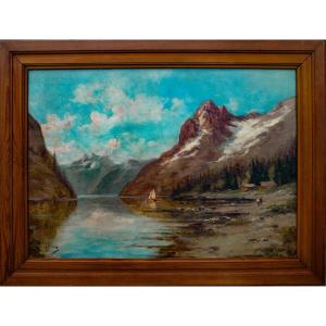 Pairs Of Paintings XIX Hst Mountain Landscape Signed Godchaux