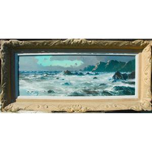 Marine Painting Signed Faget-germain XIX Oil On Hardboard