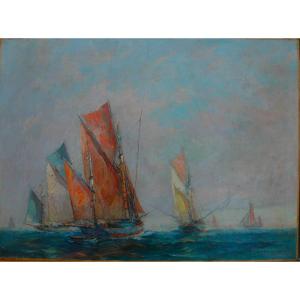 Hst Table Late 19th Century Marine Singé Robert Laroche 