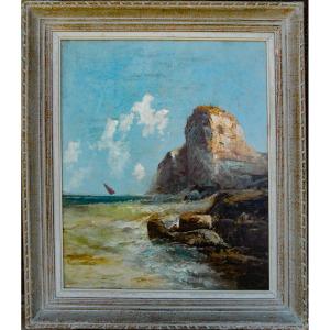 Painting XIX Hst Marine Signed Emile Godchaux