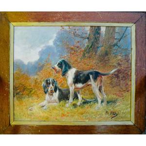 Painting XIX Hst Hunting Scenes Signed Eugène Petit
