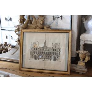 Engraving Paris City Hall
