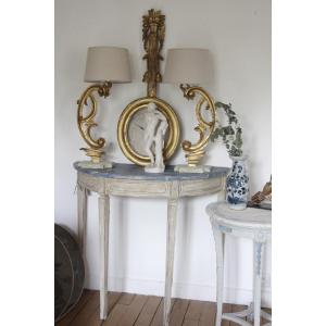 18th Century Half Moon Painted Console