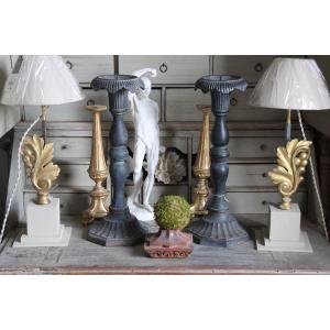 Pair Of Cast Iron Candlesticks