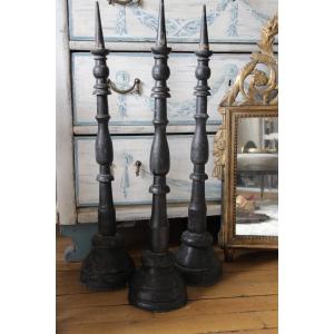 Set Of 18th Century Black Candlesticks