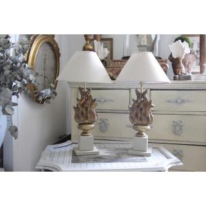 Pair Of Fire Pot Lamps
