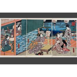19th Century: A Triptych By Utagawa Toyokuni III