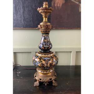 Gien 19th Century: Lamp Mounted With Electricity