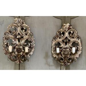  20th Century: A Pair Of Rococo Style Wall Lights.