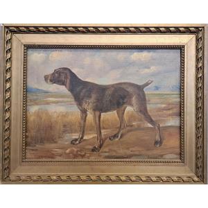 A Hunting Dog By The Painter Lionello Grazi