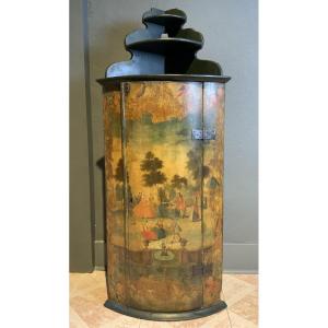 19th Century: A Painted Wood Corner Cabinet