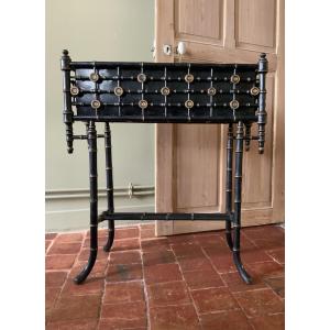 Around 1870: A Planter In Blackened Wood