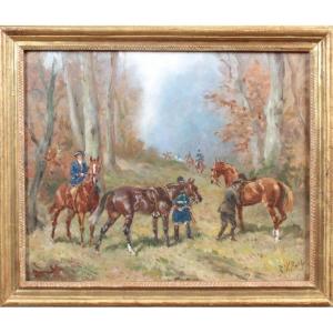 Baron Karl Reille ( 1886 - 1975 ) Hunting Scene ( Belgian Crew ? )