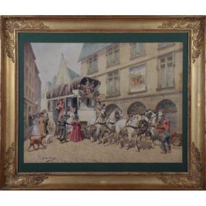 Busson (georges)  A Pair Of Gouache Waterclors
