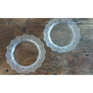 Lalique - Pair Of Dessert Plates, "honfleur" Model