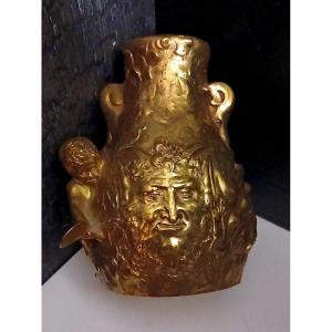 Small Bronze Vase From The Late 19th Century, Signed Jules Meliodon And Dated 1896