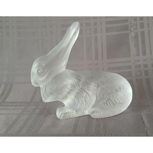 Lalique France - Large Rabbit (caesar) In Frosted Crystal
