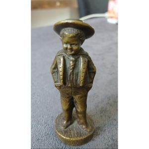 Lovely Little 19th Century Bronze - Breton Child