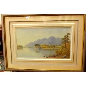 Watercolor By William Taylor Longmire Derwentwater Lake 1877